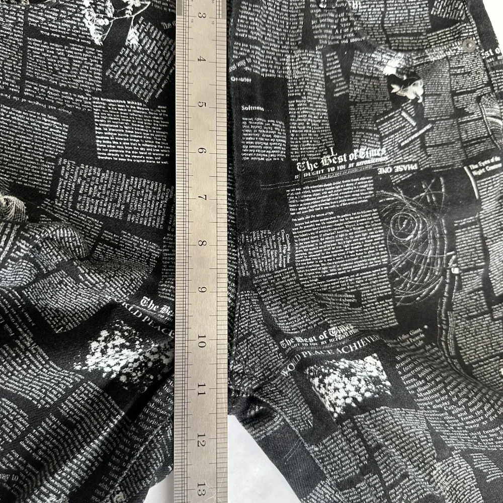 Reformation Newspaper Print Peyton Zine High Rise Bootcut Jeans‎ Black Sz. 25